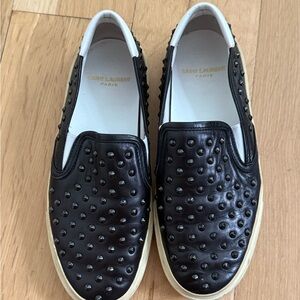 Saint Laurent Black Studded women’s Slip-On Shoes